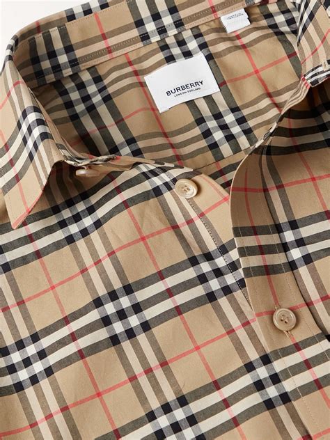 burberry check cuff stretch cotton poplin shirt|burberry shirts for men.